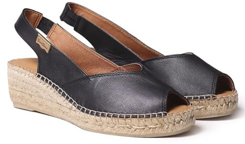 Toni Pons Keil-Espadrille aus Leder für Damen - BERNIA-P - Schwarz, 39 EU