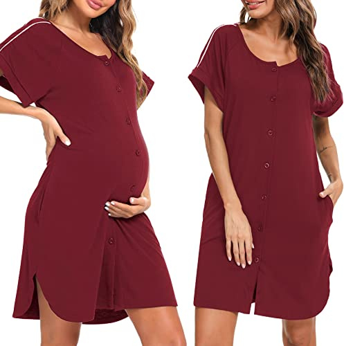 iClosam Womens Maternity Nightgown Nursing Nightdress Button Down Nightwear