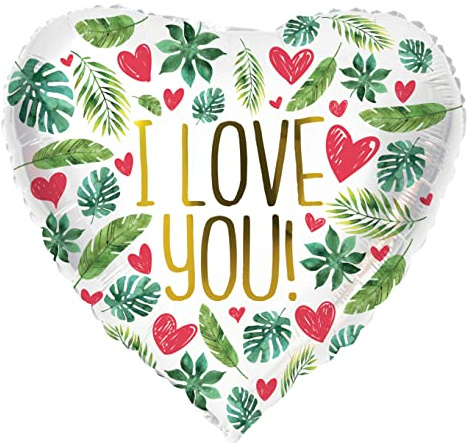 Folat 67951 Ballon en aluminium en forme de coeur I Love You - 45 cm