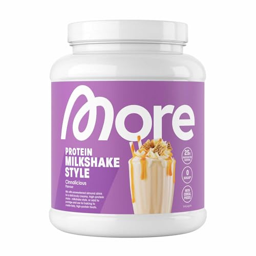 MORE Protein Milkshake, Cinnalicious, 600 g, Mix aus Whey Konzentrat und Casein ideal zum Muskelaufbau und -erhalt, mit Laktase - made in Germany