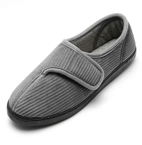 Git-up Pantofole da casa per Uomo Confortevole e Antiscivolo Calde Ciabatte con Soletta Memory Foam Pantofole Regolabili diabetiche per Edema Piedi