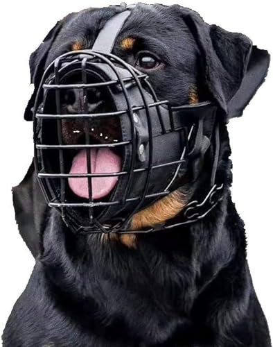 SpeesY Maulkorb für Hunde, groß, Leder & Metall, für Deutscher Schäferhund, Labrador, Rottweiler, belüftet, verstellbar