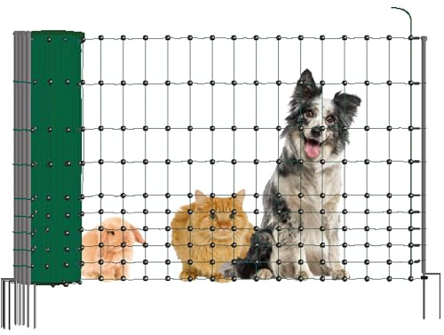 Kerbl Pet Begrenzungszaun Camping Net, Hundezaun, Campingzaun, mobiler Zaun, Einzelspitze, grün, 20m x 81cm, schneller Auf- und Abbau