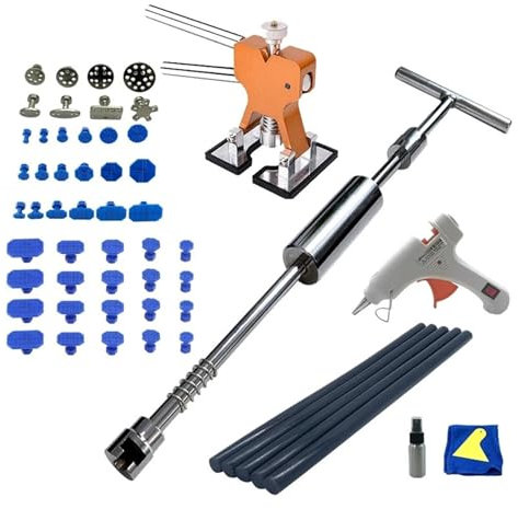Kit de reparación de abolladuras de carrocería Martillo De Metal For Abolladura De Carrocería De Coche, Herramienta Extractora For Quitar Bollos, Kit De Reparación De Abolladuras Sin Pintura, Ventosa,