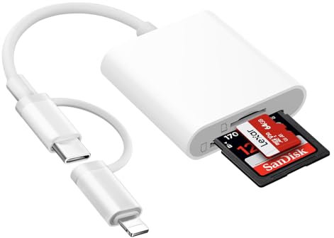 SD Kartenleser für iPhone, Speicher SD Kartenleser für iPhone SD Kartenleser USB C SD/MicroSD Card Reader-Plug-and-Play, SD Karten Adapter für iPhone Typ C Kartenleser für iPhone15/iPad/MacBook/Laptop