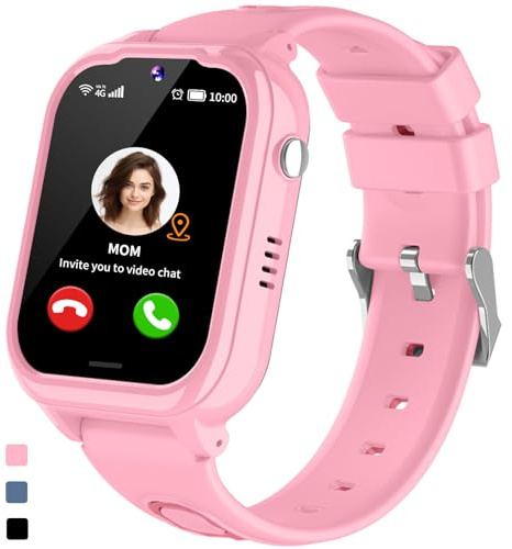 JUBUNRER 4G Kids Smart Watch with GPS Tracker, Video Call, SOS Alarm, Camera, Games, Calculator - Waterproof, Step Counter - For Boys & Girls