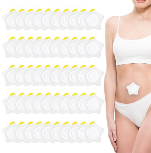 ZWWOGE 50st Rizinusöl Packung Wrap für Den Bauchnabel,castor oil pack, Selbstklebend Rizinusöl Pads Spunlace-Tuch Sehr Saugfähig Rizinusöl Kompressen Kein Waschen (Öl Nicht im Lieferumfang Enthalten)