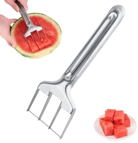 BOXOB Coupe-Pastèque, Acier Inoxydable Outil de Découpe Pastèque Portable Coupe-Fruits pour Melon Mangue Maison Accessoire de Cuisine Camping Fête