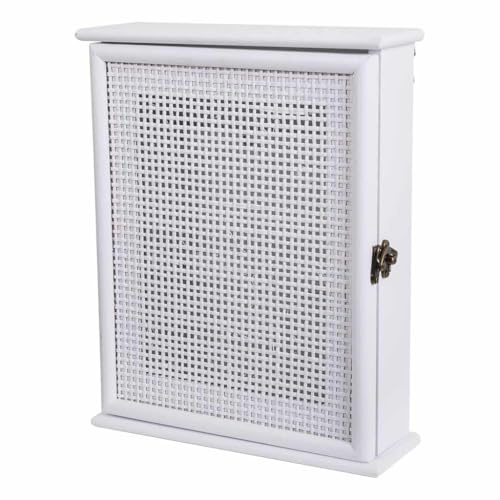 Caja de llaves de madera y rejilla en blanco
