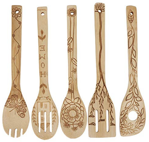 XIASABA 5pcs set kit cucchiaio spatola pala per intagliare utensili da cucina cucina fornitura di cucina ideale per gli amanti a cucina e i gourmet