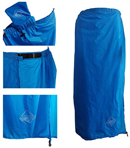 onewind Regnkjol, halv poncho vattentät ultralätt nylon regn kilt vindtät regnkläder foder för ridning camping vandring, BLÅ, Small-5.4*2.5ft