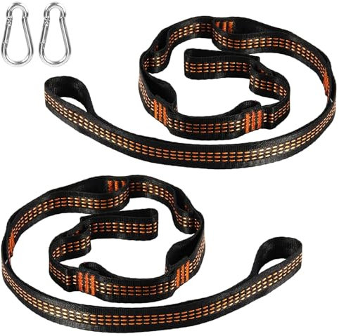 2 Pcs Correas de Hamaca Columpio Cuerdas de Fijación para Columpios, Correa Hamaca Suspensión Accesorios, Cuerda para Columpio de árbol Senderismo, Correa de Fijación de Columpios, Máx. 300 kg