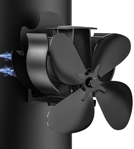 Fashioz Ventilatore Per Stufa 4 Pale, Doppia Testa Ventilatore Stufa Silenzioso, Heat Circulation, Economia Ventola per Stufa Legna Adatto Tutte Caminetti (4 Pale)
