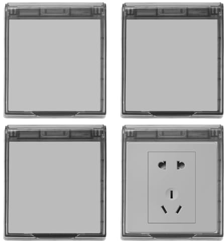 4 Pezzi Prese Muro Copertura Impermeabile, Autoadesive, Plastica Presa Coperchio Interruttore Coperture Spina Antipioggia, Scatola di Uscita a Ribalta Tipo 86, per Bagno, Casa, Esterno