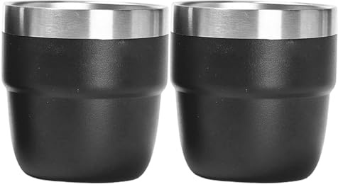 Tazas de café expreso de acero inoxidable, 2 tazas apilables de 4 oz con aislamiento al vacío, de café expreso de acero inoxidable fáciles de limpiar para el hogar, el coche, camping, viajes