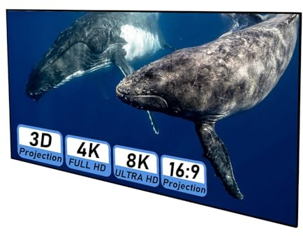 Écran de Projection 60 Pouces, Cadre Fixe et Fixation Murale, 4K/8K Full HD 16: 9, écran Blanc pour extérieur intérieur salles de cinéma, Bureaux