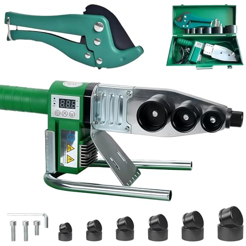 TAZZOR Soldadora de Plástico para Tuberías PPR, Máquina de Soldadura Profesional con Pantalla Digital, para Tubos Ø20/25/32/40/50/63 mm, Incluye Cortador de 42mm y 6 Accesorios