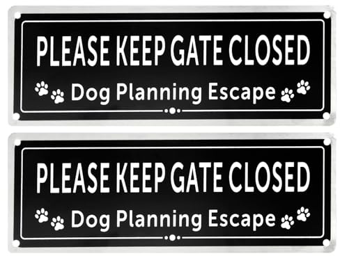 2 Please Close The Gate Sign for Dog, Beware of the Dogs Outdoor Warning | Close the Gate Sign Dog 9.8x3.5 Inches, with Adhesive Backing, Reflective Dog Warning Signs for Gates Outdoor Use