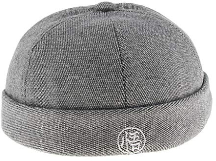 Sharplace 1 Bonnet Tricoté Pour Adultes, Casquette Rétro Sans Visière Avec Broderie Chinoise, Casquette Docker Réglable En Laine Pour Marin Décontracté, Gris Clair