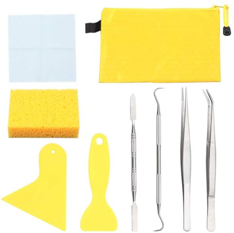 SPEEDWOX Lot de 9 outils et fournitures pour mosaïque pour débutants 2 racleurs 2 pinces 1 crochet à double extrémité 1 spatule 1 chiffon de nettoyage 1 sac étanche à fermeture éclair kit de