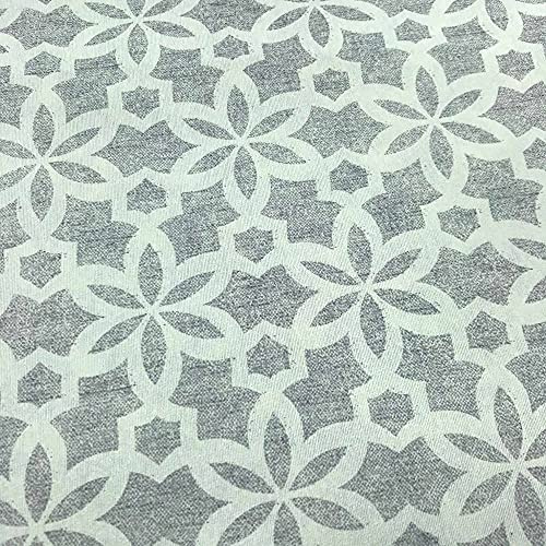 Kt KILOtela - Tela Loneta Estampada, Decoración, Tapizar, Cojines, Cortinas, Colchas, Manteles, Bolsos, Manualidades, 100 cm Largo x 280 cm Ancho, Geométrico, Azulejos Stellates, Gris ─ 1 Metro