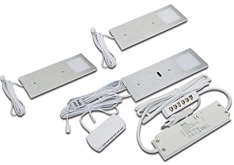 Quellmalz Succsale SAB LED-LED ECO-Pad F 3er-Set-Unterbauleuchten -silber Alu