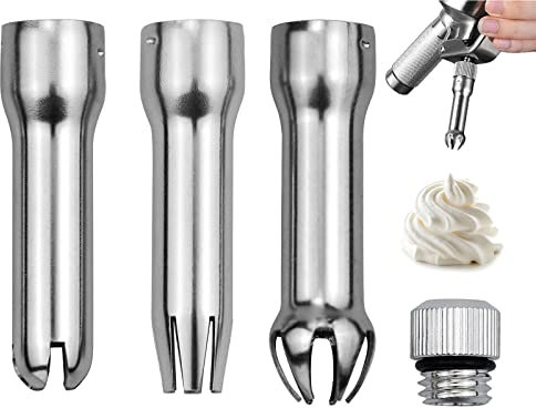 3 Pezzi Beccucci per Pasticceria in Acciaio Inossidabile Creme Beccucci Sifone Panna Montata per Decorazione Pasticcini, Cupcakes, Biscotti, Torte