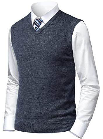 Herothorn Homme Gilet Mélangée sans Manches Tricoté Manches Maille Pull Classique Business Gilet pour Chemise Tricoté Débardeurs