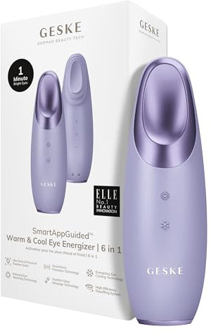 GESKE | Dispositivo energizzante effetto caldo e freddo SmartAppGuided™ | 6 in 1 | Dispositivo per massaggio oculare | Massaggiatore contro le occhiaie | Tratta borse e palpebre cadenti