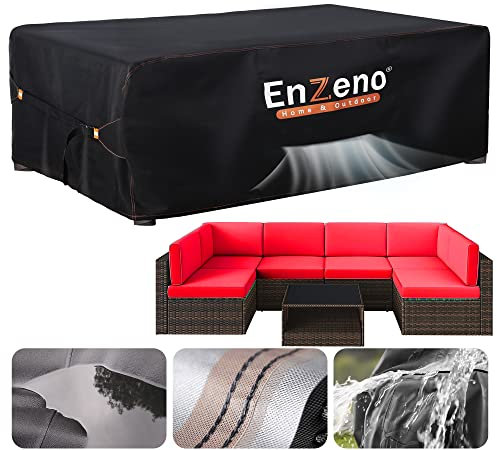 Enzeno Groß Gartenmöbel Abdeckung Wasserdicht mit Belüftungsöffnungen 270x180x94cm, Abdeckplane Schutzhülle für Gartentische Terrassenmöbel, Outdoor Sofa Tisch Möbelsets, Schwerlast Oxford Gewebe