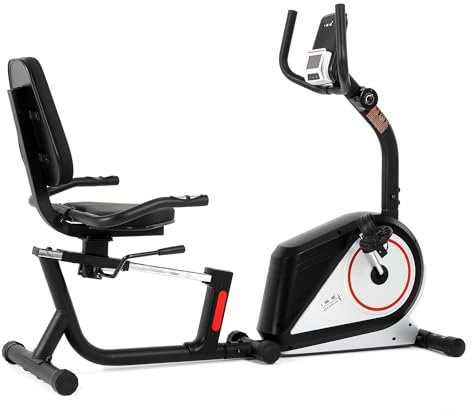 ISE Liegeergometer 2-In-1, Liege-ergometer mit Magnetbremse, 8 Stufen Widerstand＆Multifunktions-LCD-Display, Impulssensoren, einstellbarer Sitz Ergometer
