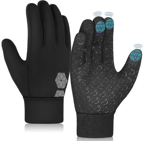 AOTOW Guantes de invierno para niños, guantes térmicos para correr, para pantalla táctil, cálidos, resistentes al viento, guantes de ciclismo para niños de 4 a 12 años