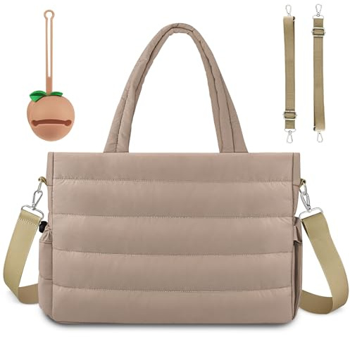 KUBYA Baby-Wickeltasche, Umhängetasche, Krankenhaustasche, für Reisen, große Mama-Tasche, mit Silikon-Schnulleretui, Khaki, Large, modisch