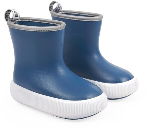 PERLETTI Botas Agua Niño Niña con Suela Gruesa Antideslizante - Botas Lluvia Impermeables Niños Niñas 3 4 5 6 Años Ultra Ligeras - Bota infantil Borde Reflectante Colorado (Azul, EU 26/27)