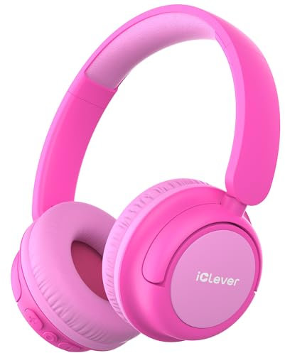 iClever Bluetooth kopfhörer Kinder, 60 Std Akku, 74/85 dBA Lautstärkebegrenzung, Stereo-Sound, Typ-C, Bluetooth5.4, Kabellos Kinderkopfhörer Over Ear mit Mikrofon für Tablet/Reisen