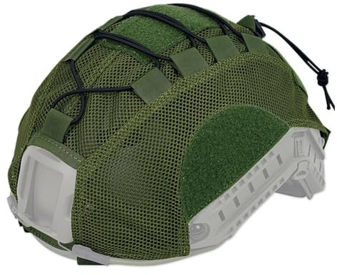 Copri Calotta per Casco Tattico, Copertura per Caschi Traspirante con Gancio e Passante e Cordino Elastico in Rete, Copricasco da Attrezzatura Militare per Ciclismo, Paintball, Caccia, Tiro
