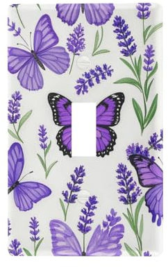 Purple Lavender with Butterflies Decorative Single Light Switch Cover Unique Outlet Covers and Switch Plates tapa para Switch de luz Toggle Switch