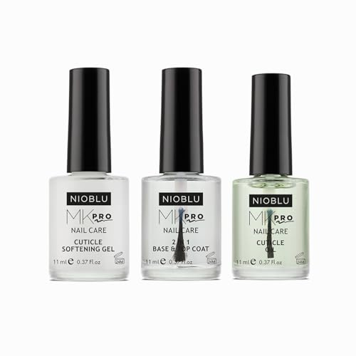 Nioblu Set Cura Cuticole e Unghie 3 pezzi – Gel Emolliente, Fissatore 2 in 1 e Olio Nutriente – Trattamento Completo per Unghie Forti e Cuticole Idratate