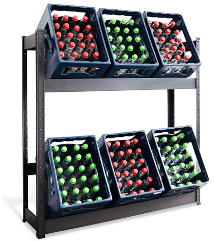 casa pura Drinks Crate Rack for 6 Crates - 110 x 110 x 30 cm - Drinks Shelf, Box Shelf for Drink Crates, Bottle Rack, Box Stand - Shelf for Drinks Crates (Osaka)