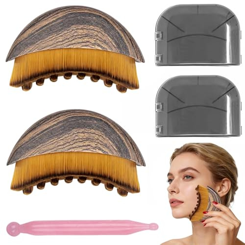 2 stycken torrborste, ansiktsborstset för känslig hud lymfdränage massageapparat kontur hakan med förvaringslåda, perfekt för daglig vård och resor