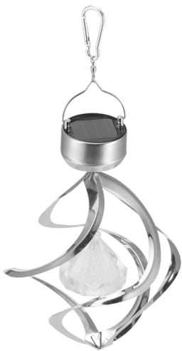 BESPORTBLE Lámparas Solares de Campanas de Viento Giratorias para Jardín Sensor de Movimiento, Acero Inoxidable y Luz Solar Colgante Práctica para Patio y Veredas
