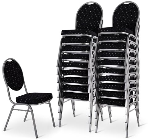 RABURG Vienna Stapelstuhl, 20er-Set, gepolstert, stapelbar, Silber/Schwarz