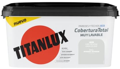 Titanlux Titan Pintura Plástica Covertura Total 4L Gama de Colores (1035 Gris Selene)