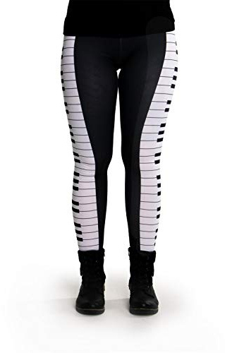 cosey - Bunte Bedruckte Motiv-Leggings (Einheitsgröße) - Design Piano