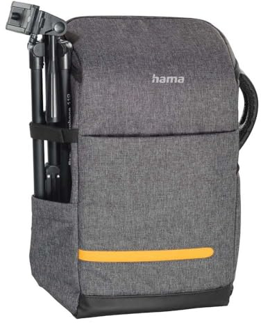 Hama Kameratasche Terra aus Recycling-Polyester (Fototasche für Digitalkamera 23 x 9,5 x 14 cm, Trageriemen zum Umhängen als Schultertasche, Variable Inneneinteilung, Trolleyband, Tragegriff) grau