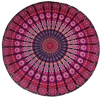 raajsee Purple Round Beach Tapestry Hippie/Boho Beach Blanket Mandala/Indian Cotton Throw - Round Tablecloth/Home Decor/Indie Rug Yoga Mat Meditation Picnic Rugs 127 CM / 50 INCHE Circle