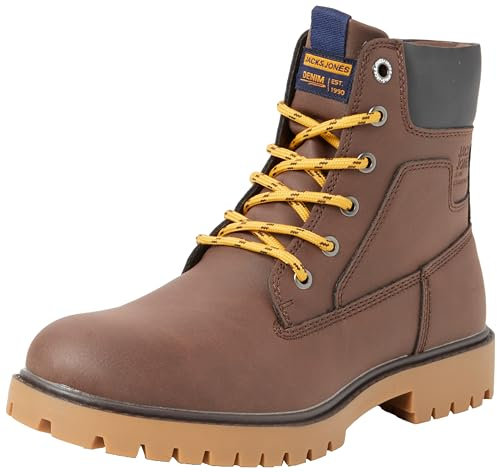 JACK & JONES Jfwfinius PU Nubuck Boot, Botines con Cordones de Poliuretano Hombre, Java, 42 EU