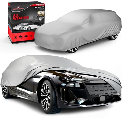 Walser Abdeckplane Auto All Weather, Abdeckung wasserdicht, 100% wetterfeste PKW Garage Zelt Sommer/Winter, Autoabdeckung Outdoor, Schutzdecke wasserdicht, Autoplane Vollgarage Größe 6 Kombi Silber