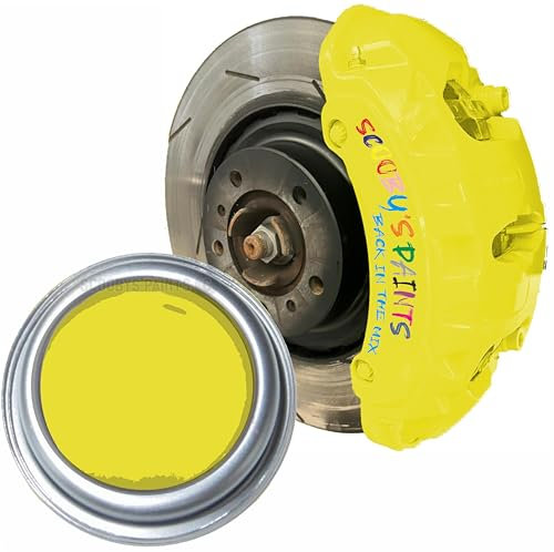 SCOOBYS PAINTS BACK IN THE MIX High Heat Resistant Gloss Brake Caliper Paint Wheel Engine Restore Metal (250Ml, Sunburst Yellow)