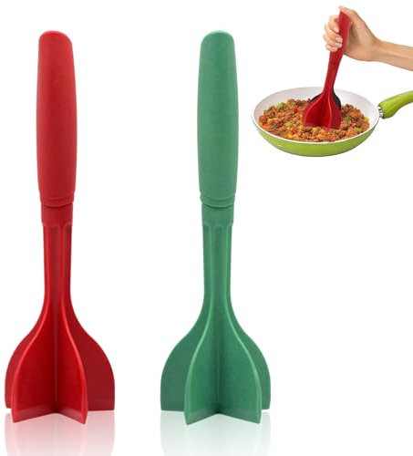 Lot de 2 déchiqueteuses à viande, hachoir à viande hachée multifonctionnel, résistant à la chaleur, broyeur de viande pour bœuf, hamburger, légumes, fruits (rouge et vert)